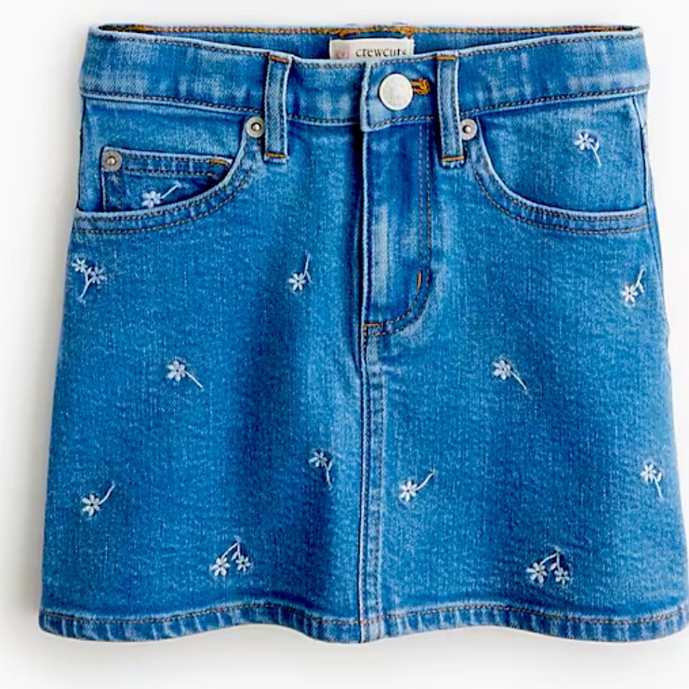 Crewcuts Denim Skirt with White Flower Accents. SO CUTE! Brand new, never worn!